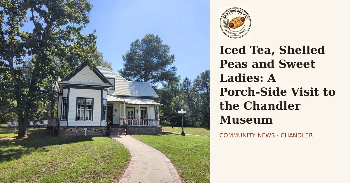 The Chandler Museum house with its front porch at Arlie McCain Memorial Park, beside the story headline