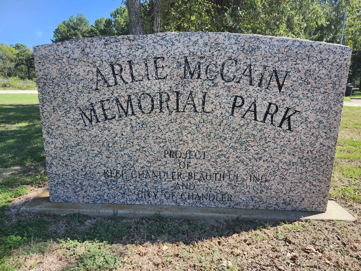 Arlie McCain Memorial Park entrance sign
