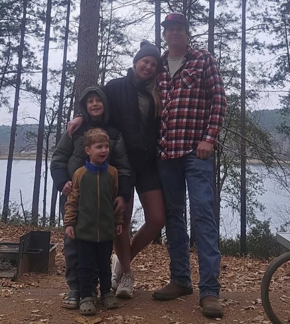 Jennifer Harville with her family: from left, Clay, 4, Colt, 8, Jennifer and husband Gray